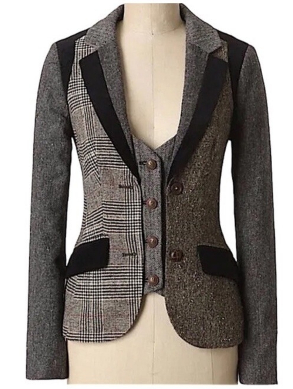 Cartonnier Mixed Media Blazer With Faux Vest Detail - Picture 6 of 6